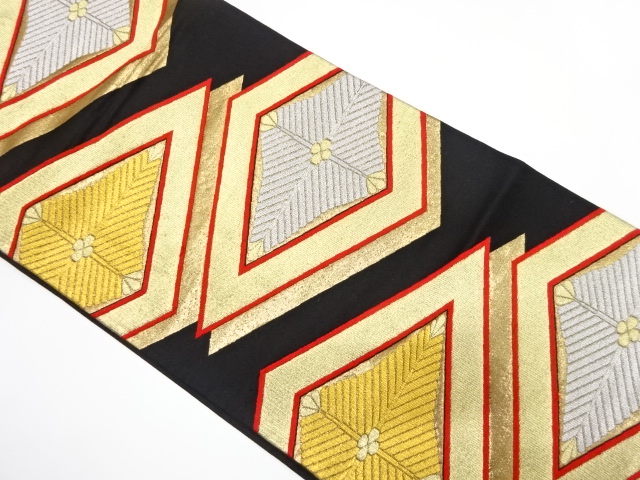 アンティーク　菱に若松模様織り出し袋帯（着用可）